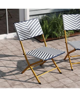 Ciel Set Of Two Folding Bistro Chairs In Pe Rattan With Metal Frames For Indoor And Outdoor Use