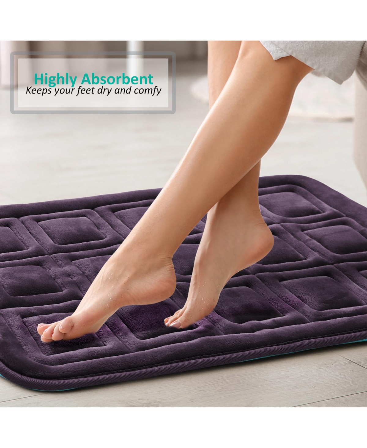 Ultra Soft Non-Slip Plush Memory Foam Bath Rug - Small, Large & Contour - Waffle Design