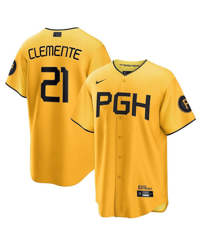 Nike Men's Roberto Clemente Gold Pittsburgh Pirates 2023 City Connect  Replica Player Jersey - Macy's
