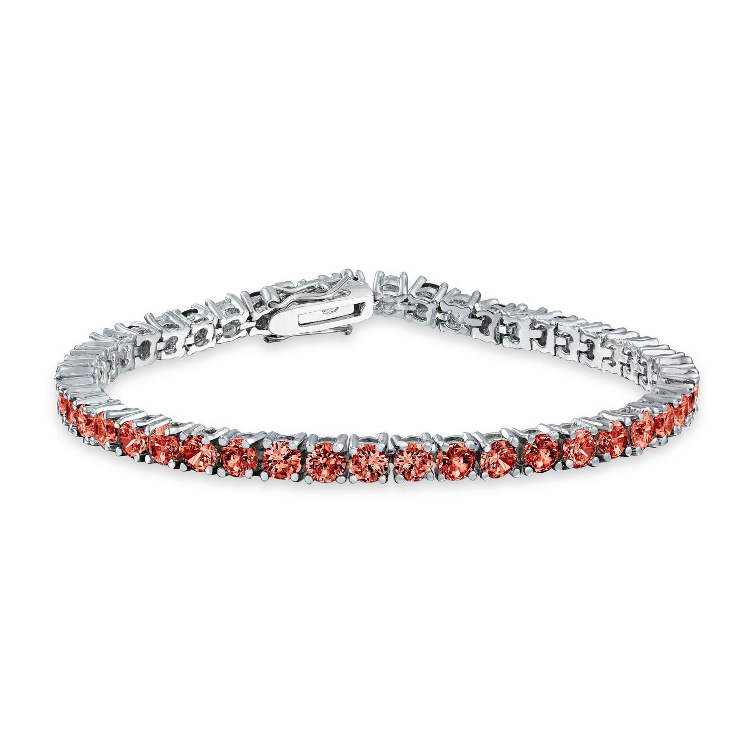 Classic 12CTW Round CZ Basket Set Blue Tennis Bracelet Silver Plated 7.5"