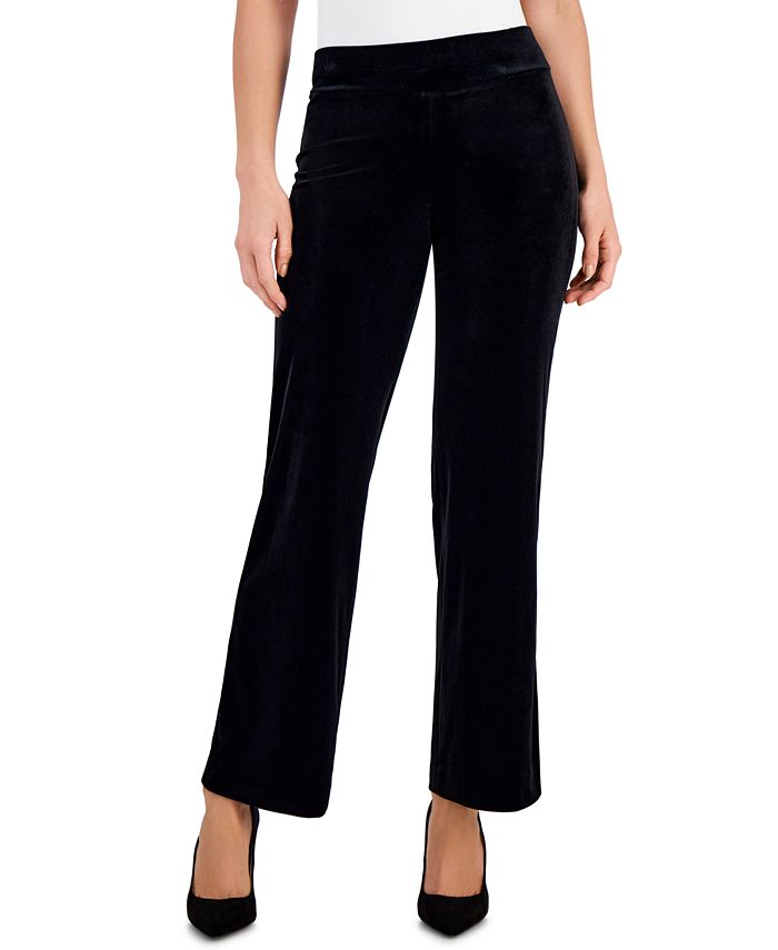 Anne Klein Women's Velour High-Rise Pull-On Pants - Macy's