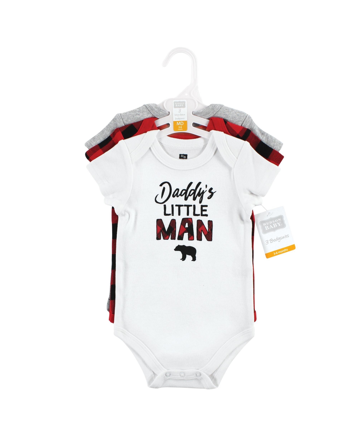 Hudson Baby Baby Boys Cotton Bodysuits, 3-Pack - Buffalo plaid family