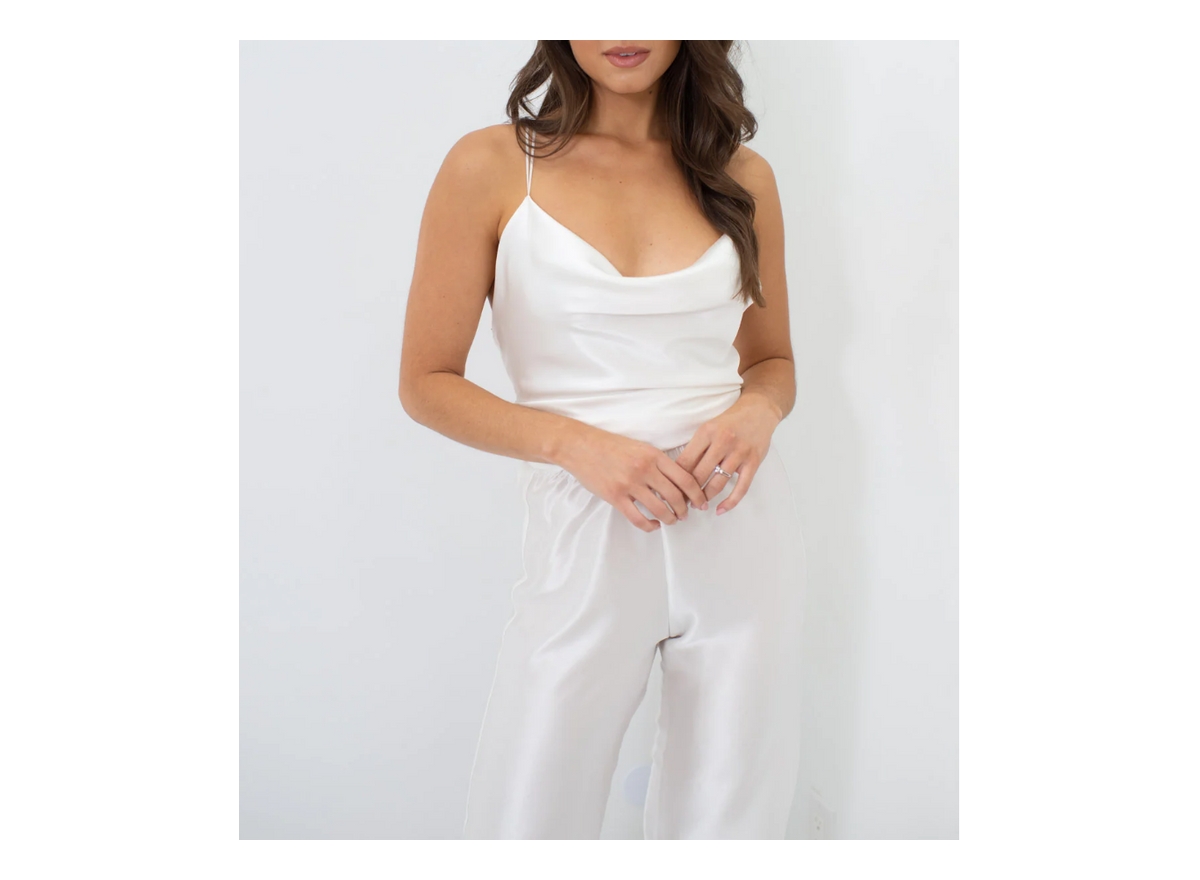 Women's Silk Camisole - Cowl Neck - Silk Collection - Dove white