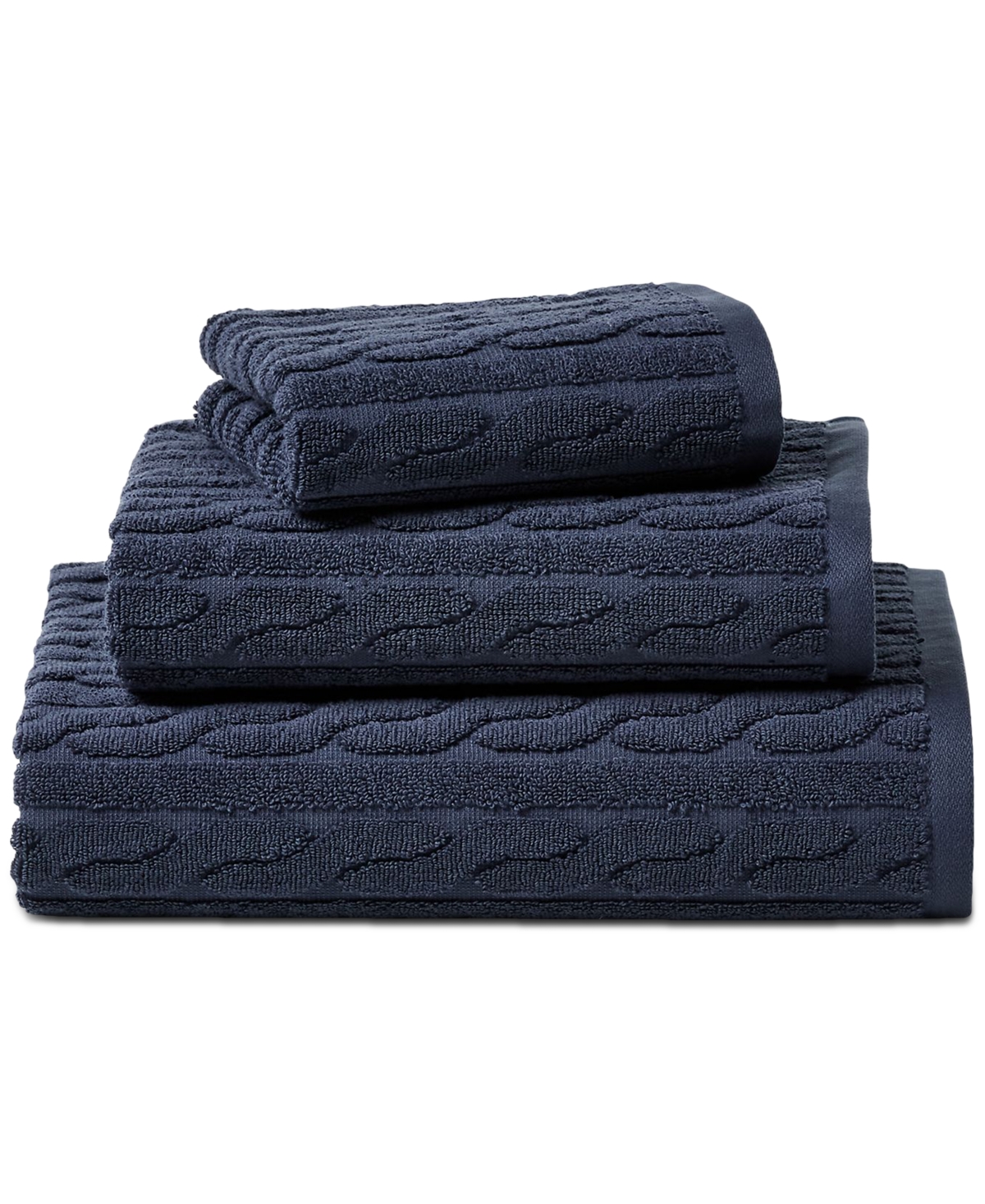 Ralph Lauren Sanders Cable Hand Towel Bedding In Club Navy