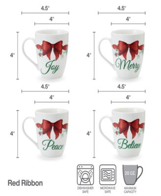 Holiday Sentiment Mugs, Set of 4