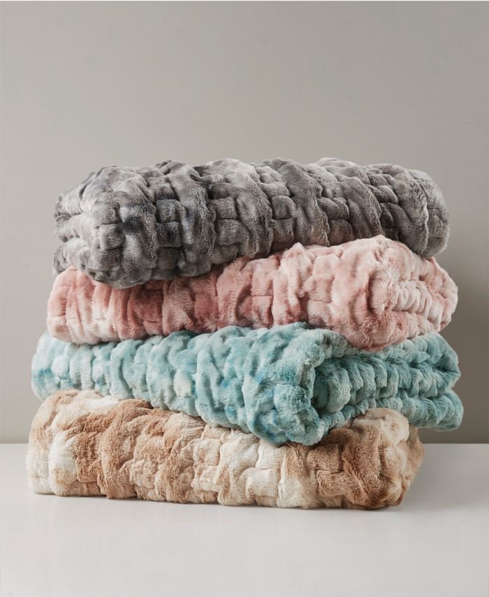Alpine Valley Ruched Faux Fur Throw, 50" x 60" Macy's
