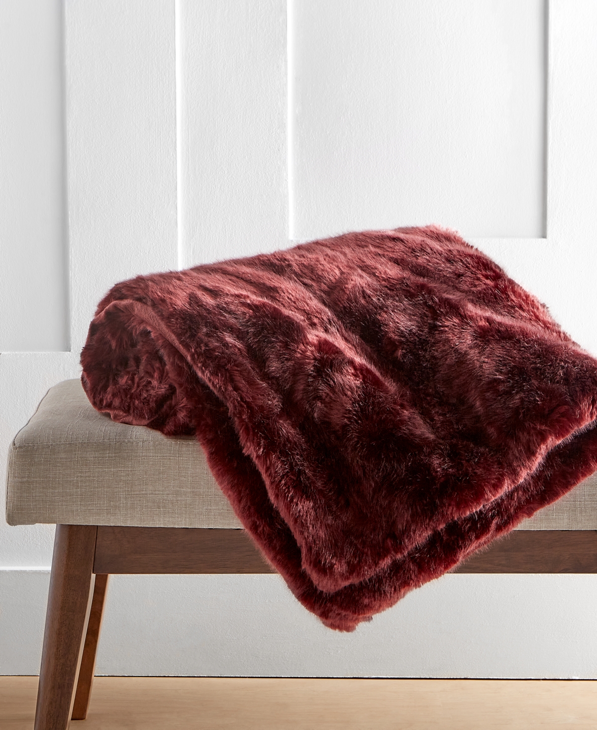 Hotel Collection Lynx Faux Fur Throw, 50" X 60", Exclusively At Macy's In Bordeaux