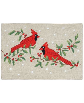 Nourison Home - Cardinals on a Holly Branch Hand Hooked Accent Rug, 20" x 30"