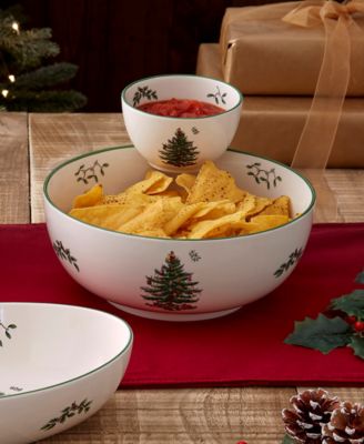 Christmas Tree Tiered 2-Pc. Porcelain Chip & Dip Set