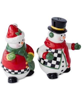 Christmas Tree Black & White Snowman Salt & Pepper