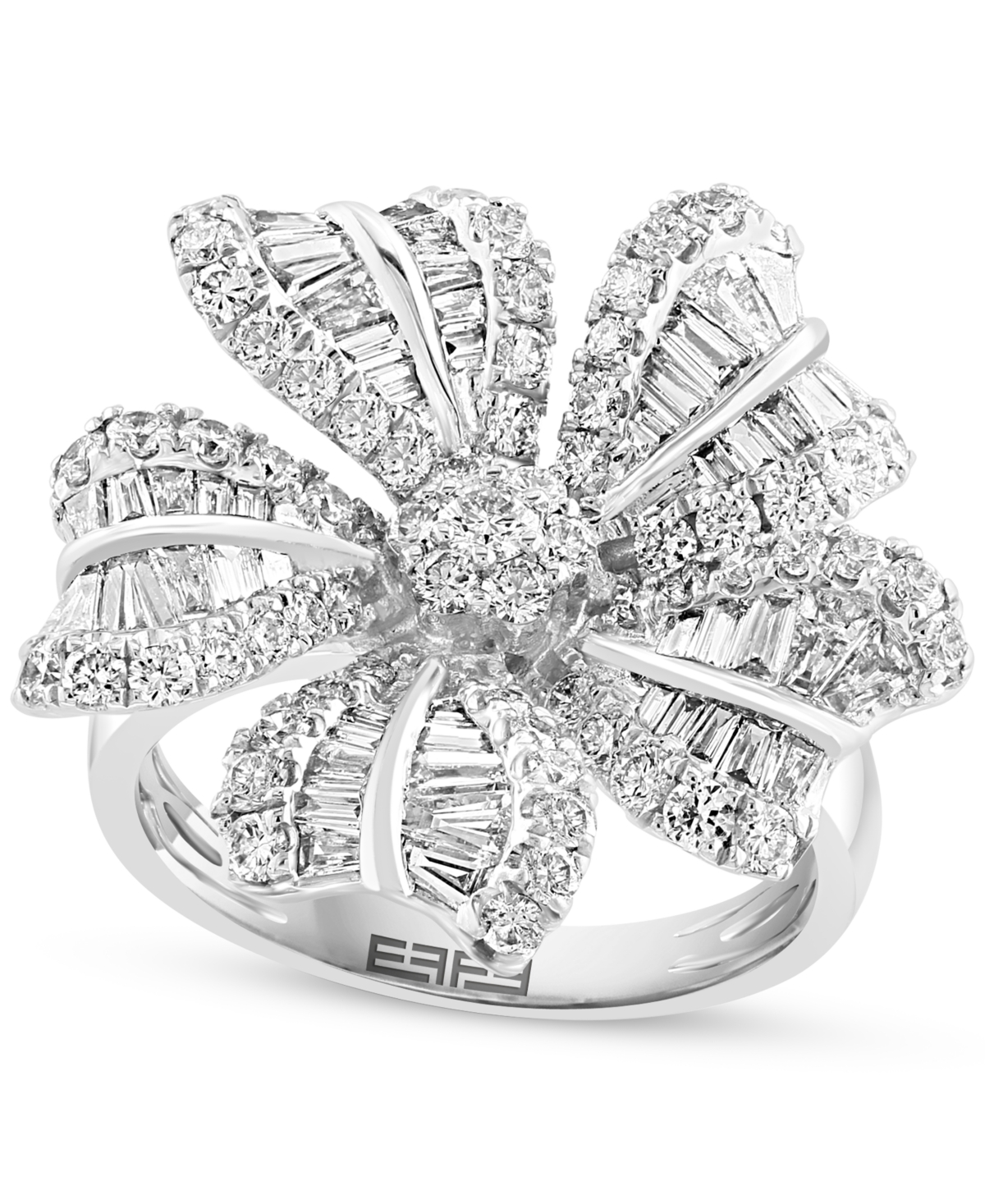 Effy Collection Effy Diamond Baguette & Round Flower Statement Ring (1-7/8 Ct. T.w.) In 14k White Gold