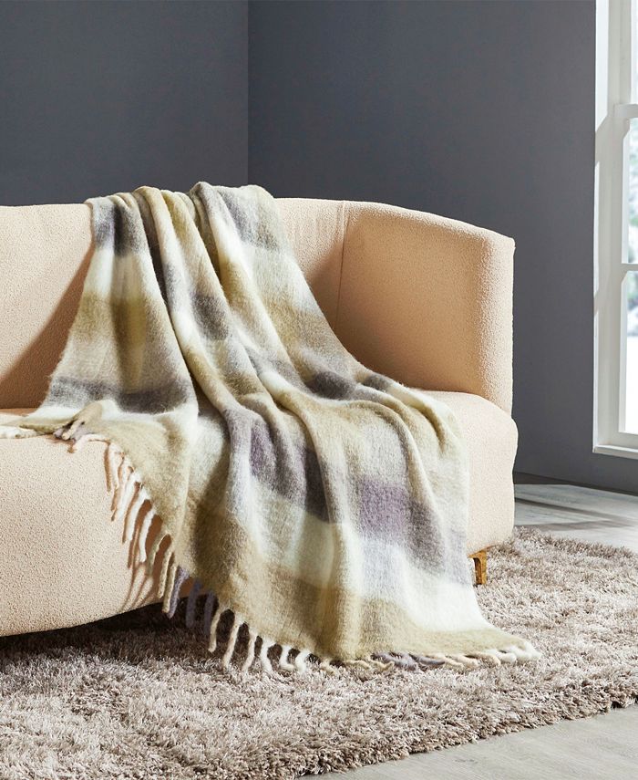 Fireside Merry Bright Plaid Faux Mohair Fringe Throw, 50" x 60" Macy's
