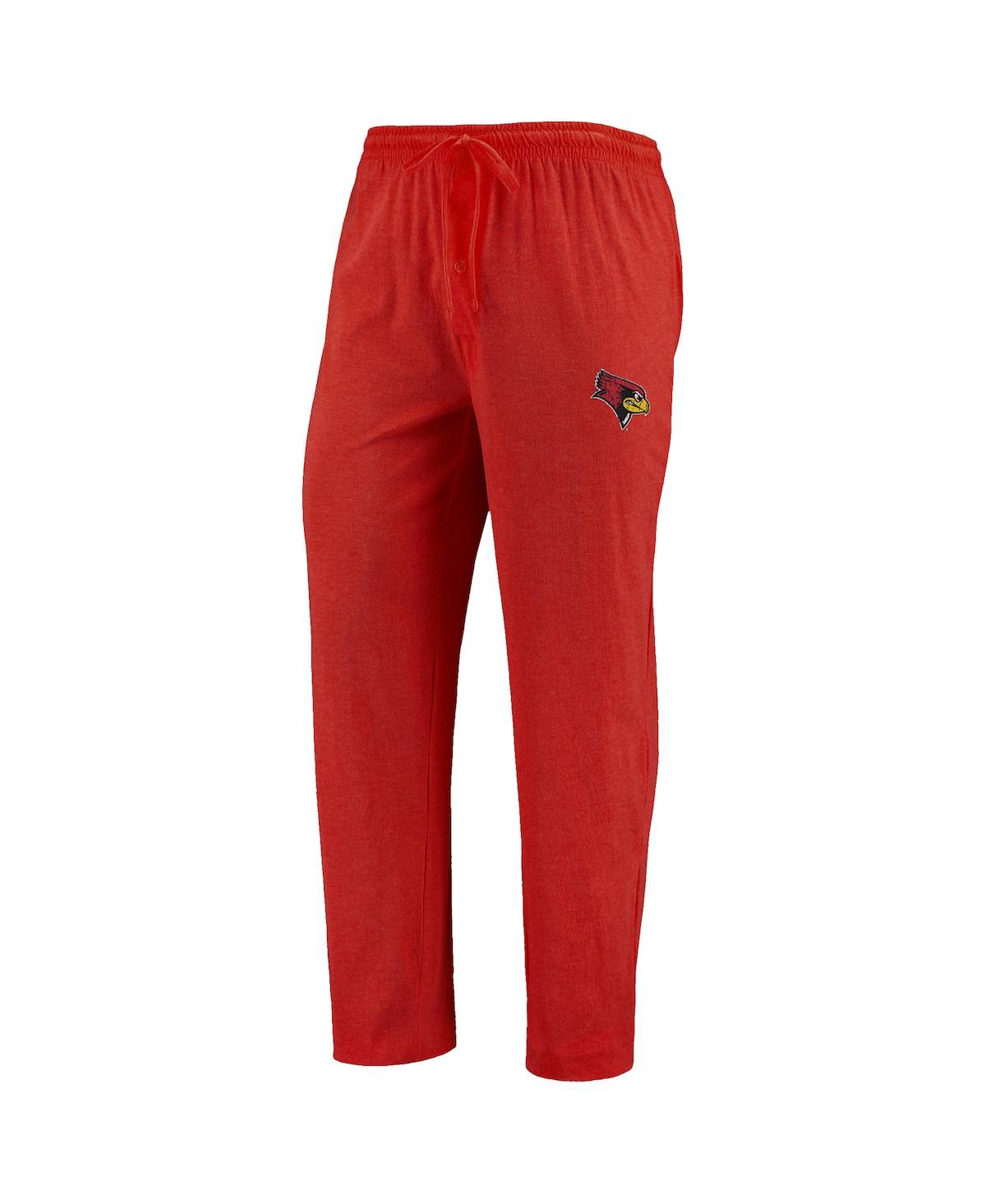Concepts Sport Red/heathered Charcoal Illinois State Redbirds Meter Long Sleeve T-shirt & Pants Slee In Red,heathered Charcoal