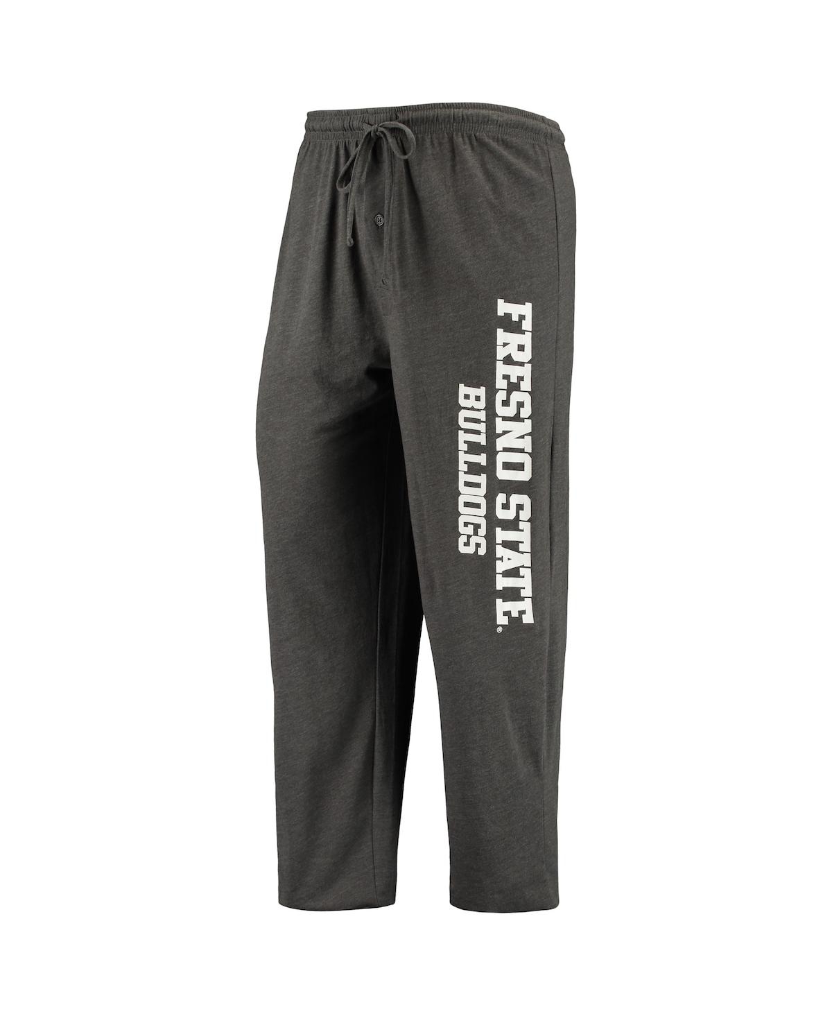 Concepts Sport Men's  Heathered Charcoal, Red Fresno State Bulldogs Meter T-shirt And Pants Sleep Set In Heathered Charcoal,red