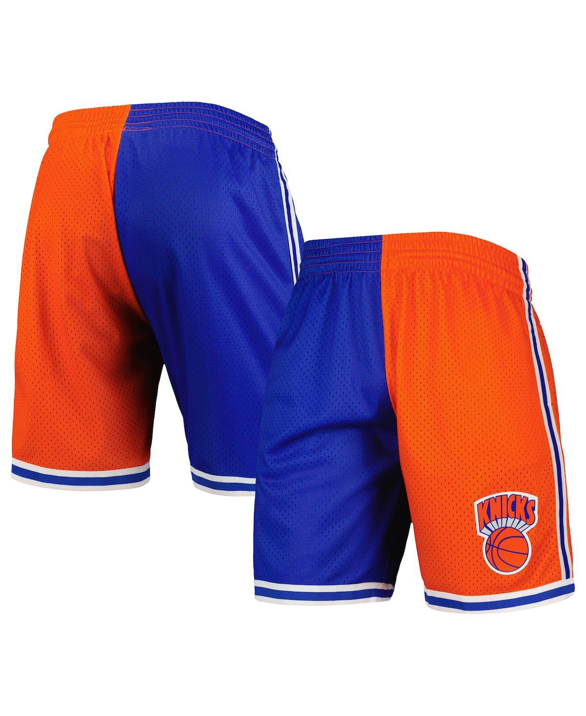 Shop Mitchell & Ness Men's  Blue, Orange New York Knicks Hardwood Classics 1991 Split Swingman Shorts In Blue,orange