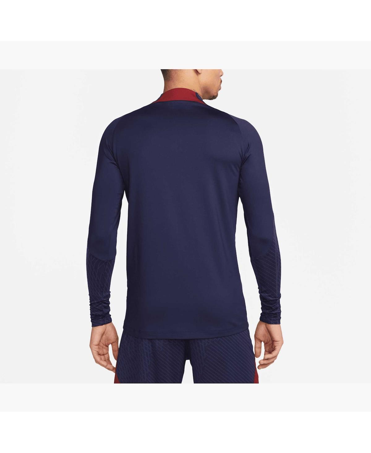 Men's NikeParis Saint-Germain 2023/24 Strike Drill Performance Raglan Quarter-Zip Long Sleeve Top - Navy