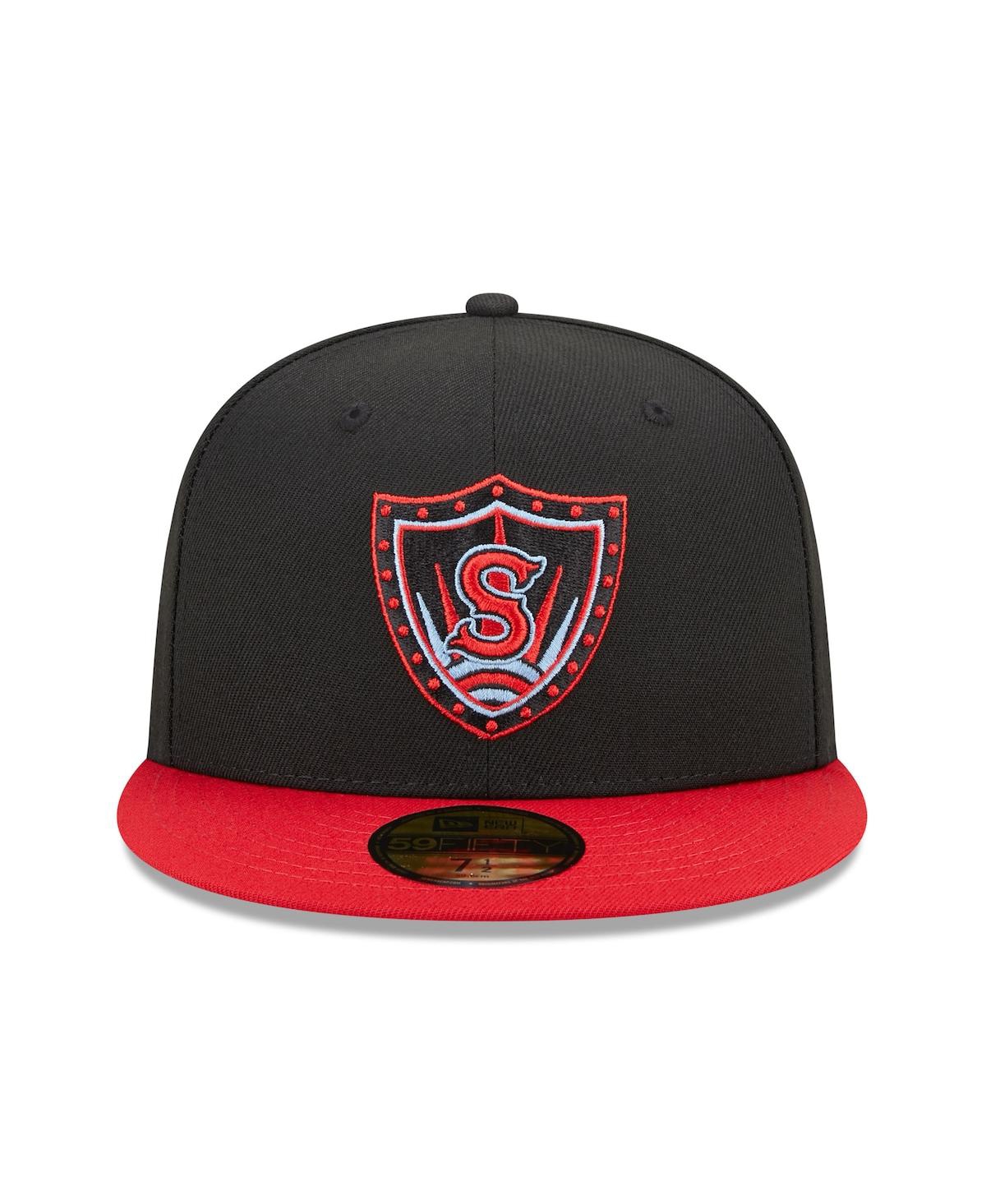 New Era Men's  Black, Red Spokane Indians Marvel X Minor League 59fifty Fitted Hat In Black,red