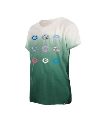 Big Girls Green Green Bay Packers Multi Logo Ombre V-Neck T-shirt