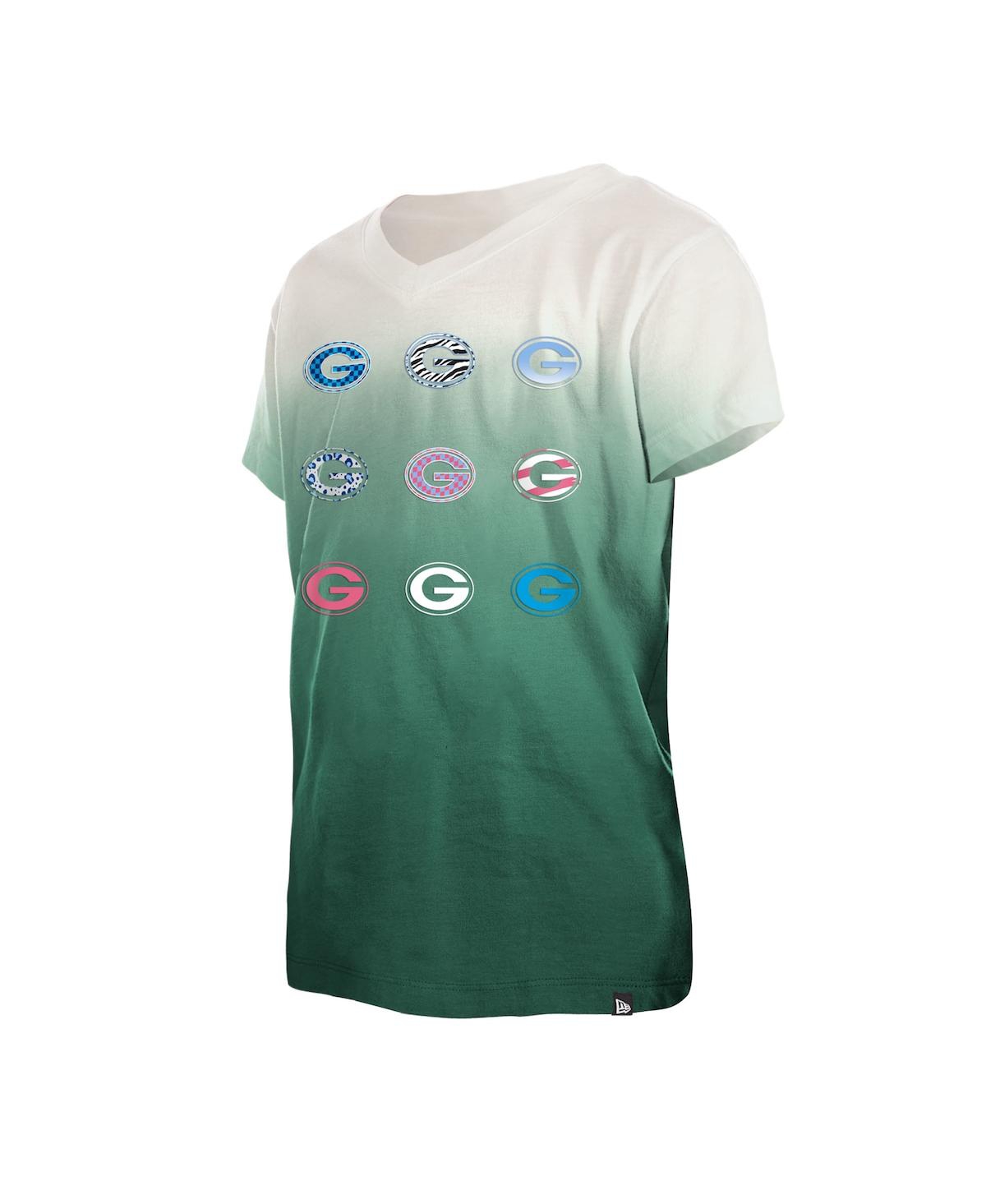 Shop New Era Big Girls  Green Green Bay Packers Multi Logo Ombre V-neck T-shirt