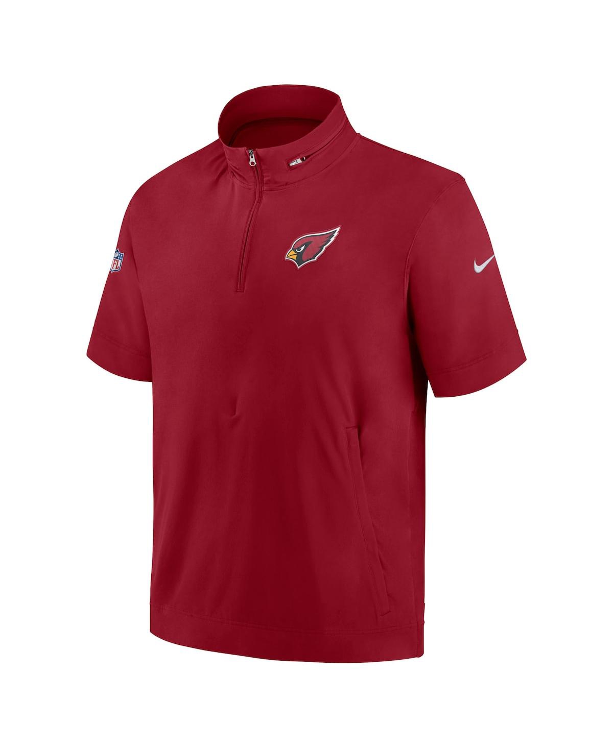 Men's NikeArizona Cardinals Sideline Coach Short Sleeve Hoodie Quarter-Zip Jacket - Cardinal