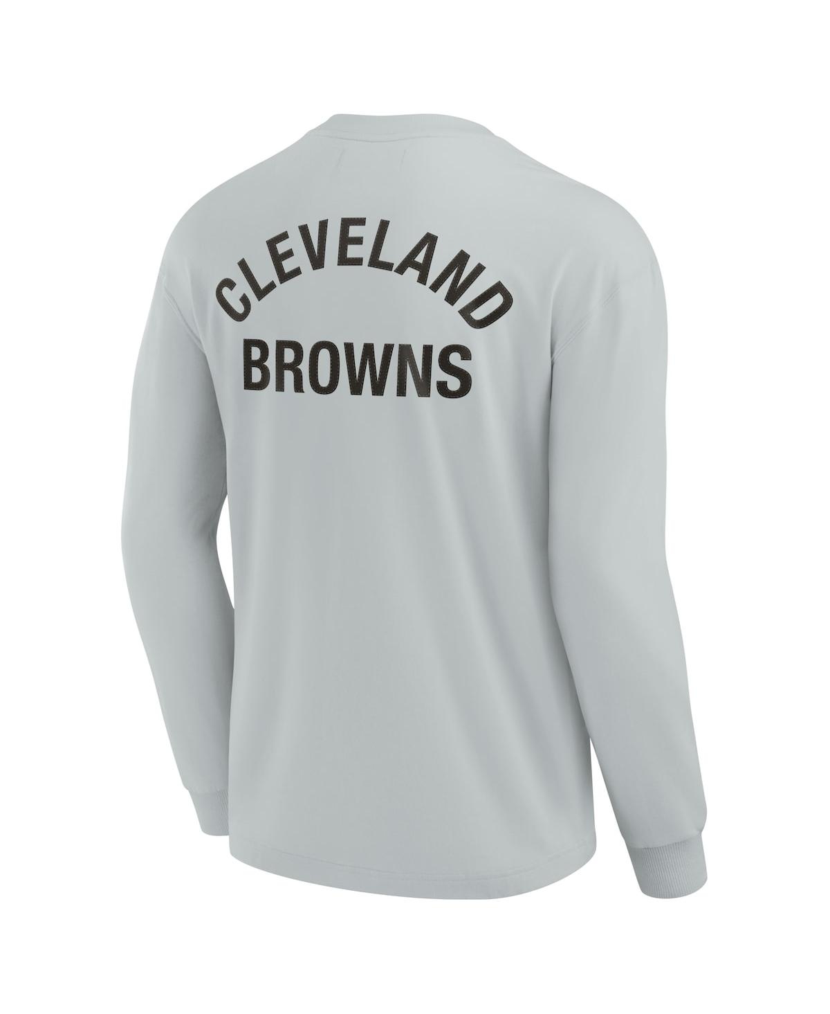 Shop Fanatics Signature Men's And Women's  Gray Cleveland Browns Super Soft Long Sleeve T-shirt