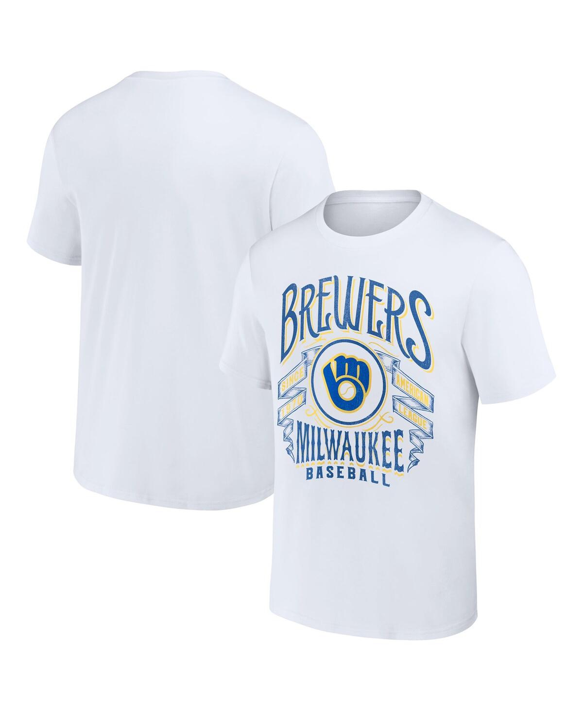Fanatics Men's Darius Rucker Collection By  White Milwaukee Brewers Distressed Rock T-shirt