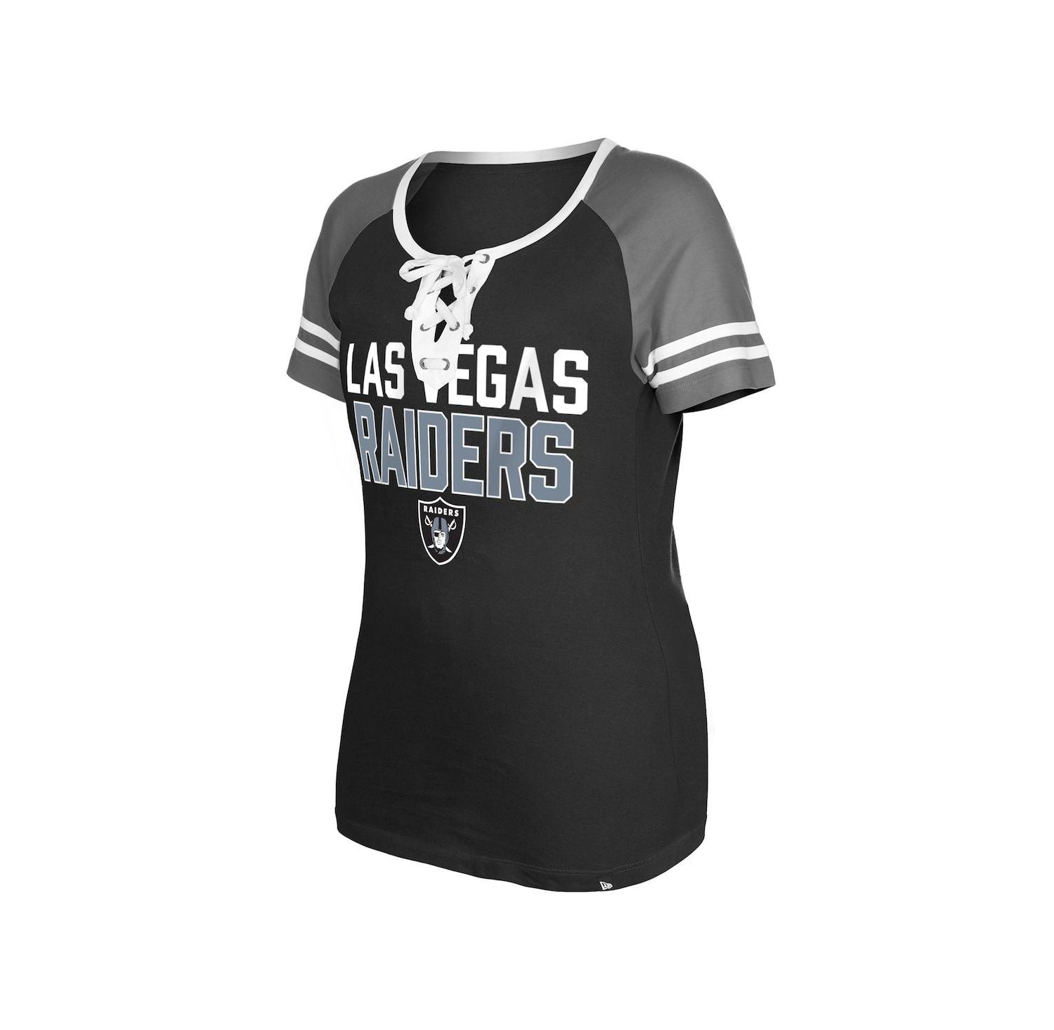Women's Black Las Vegas Raiders Raglan Lace-Up T-shirt
