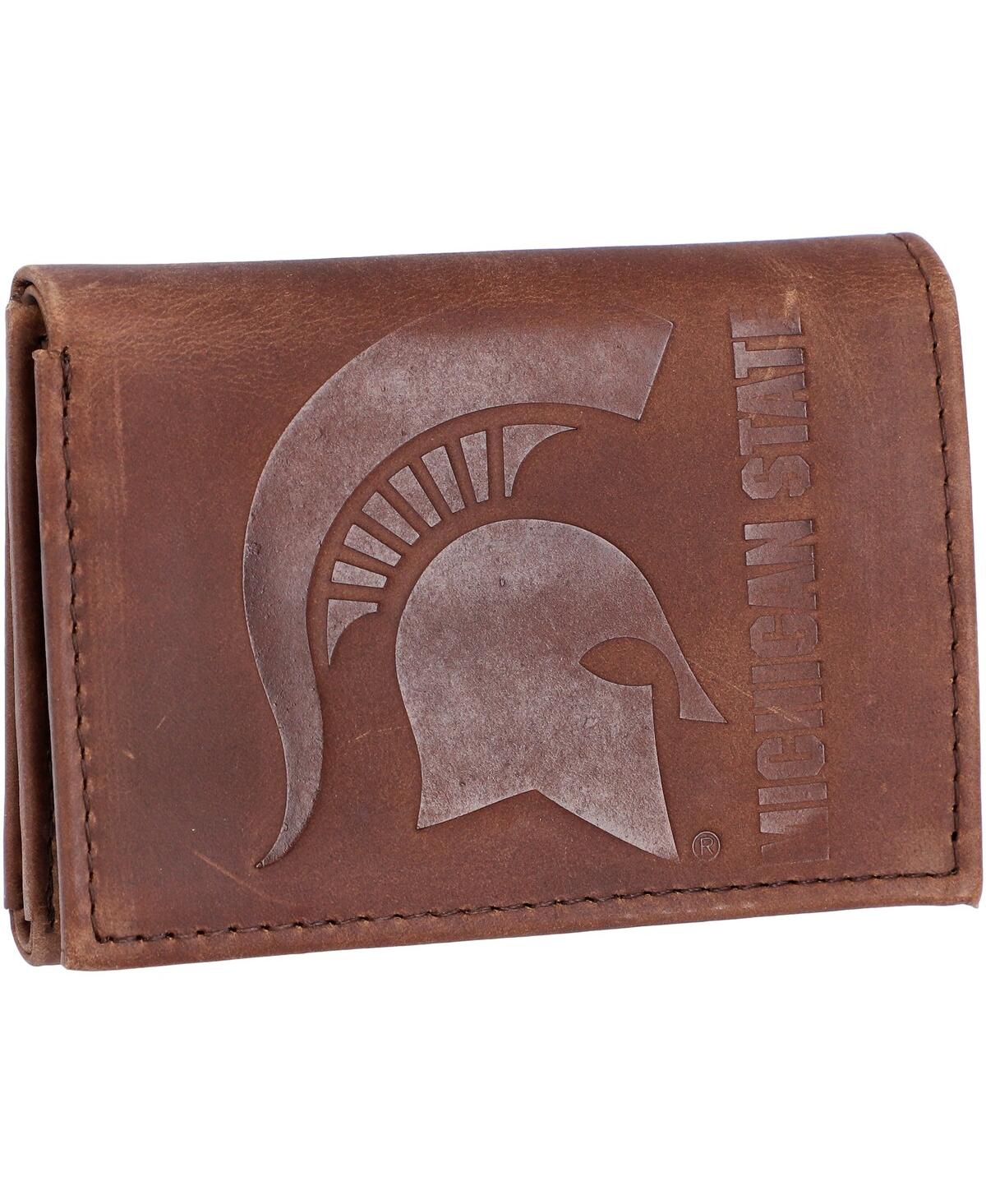 Men's Michigan State Spartans Leather Team Tri-Fold Wallet - Brown