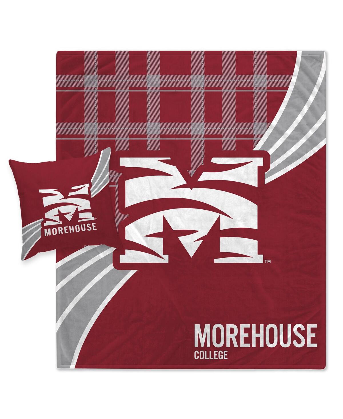 Pegasus Home Fashions Morehouse Maroon Tigers Plaid Wave Lightweight Blanket And Pillow Combo Set