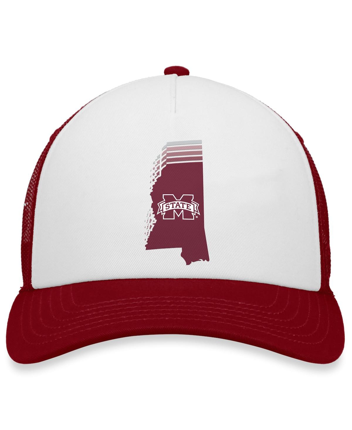 Top Of The World Men's  White, Maroon Mississippi State Bulldogs Tone Down Trucker Snapback Hat In White,maroon