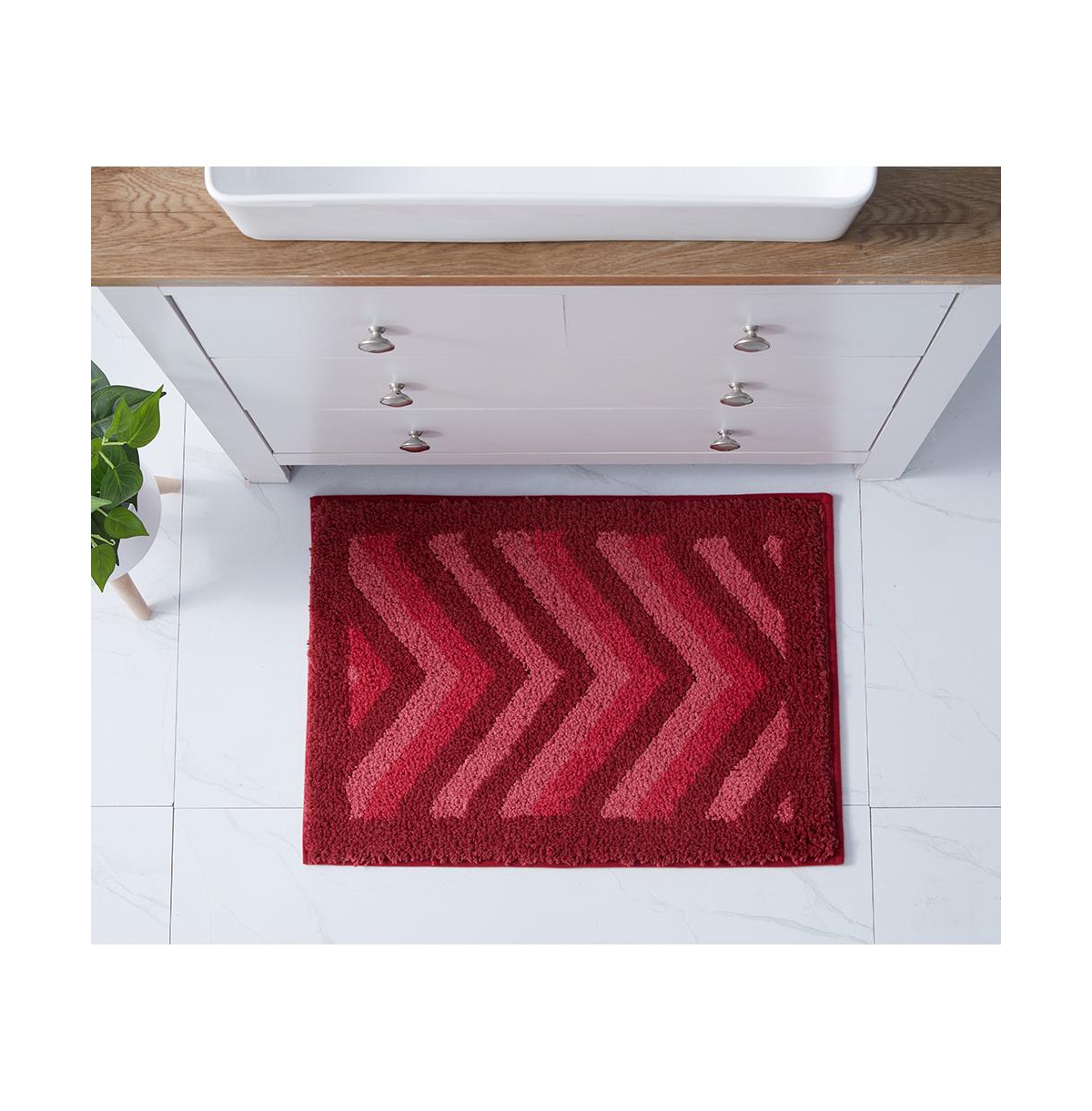 Ultra Soft Non Slip Shaggy Bath Rug - Chevron Design - Small 17