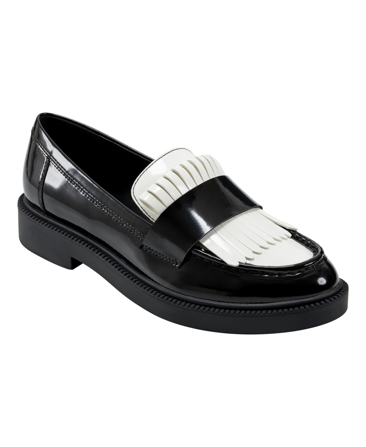 Marc Fisher Women's Calixy Almond Toe Slip-on Casual Loafers In Black,white
