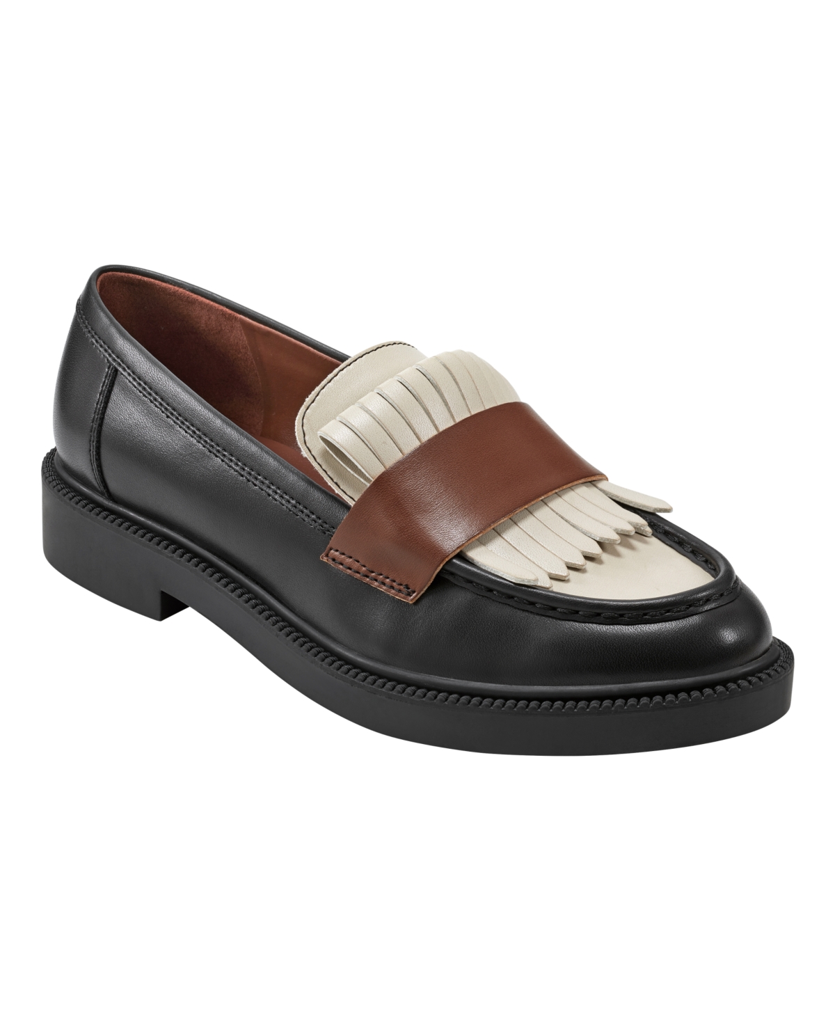 Marc Fisher Women's Calixy Almond Toe Slip-on Casual Loafers In Black,creme,brown
