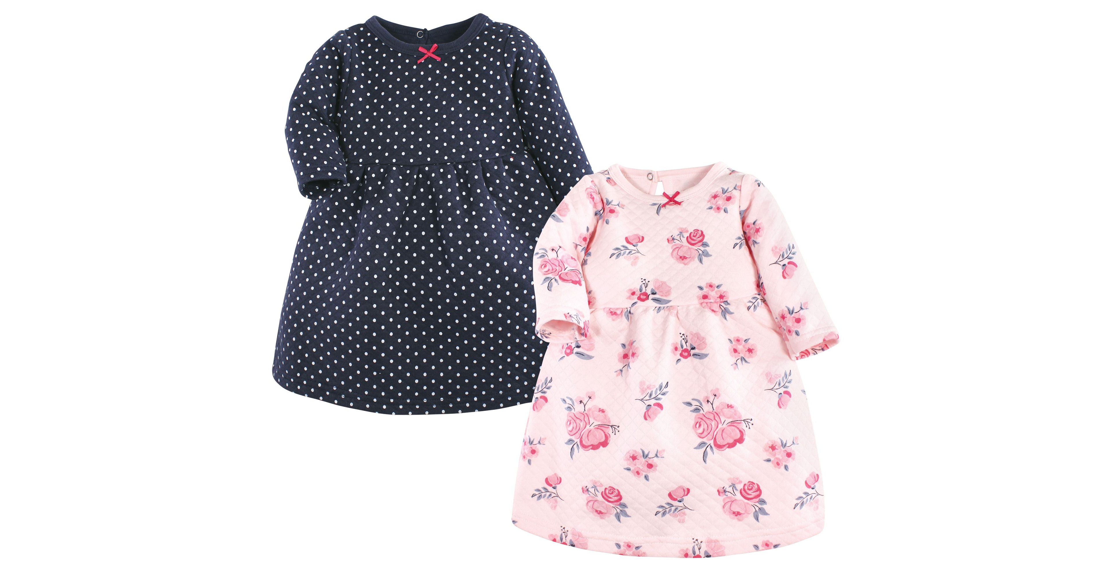 Hudson Baby Baby Girls Hudson Cotton Dresses, Pink and Navy Floral, 12-18 Months