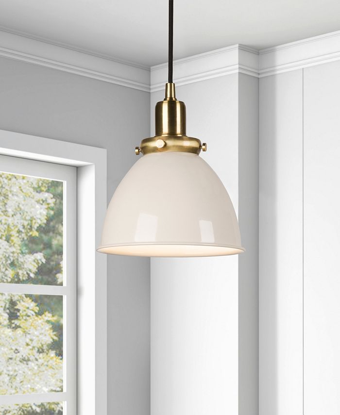 Hudson & Canal Madison 8 Metal Shade Wide Pendant - White