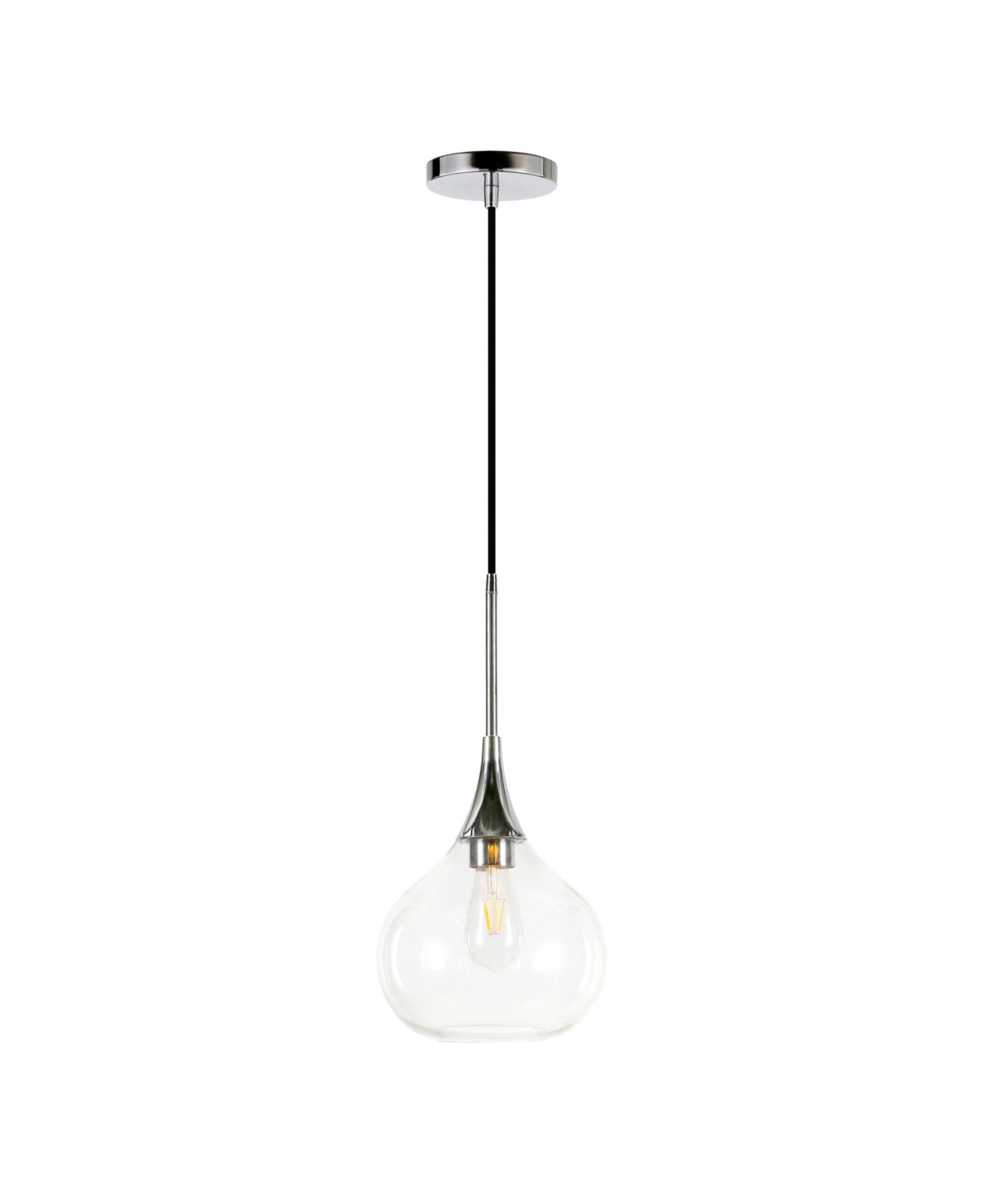 Hudson & Canal Ida 9.5" Glass Shade Wide Pendant In Polished Nickel