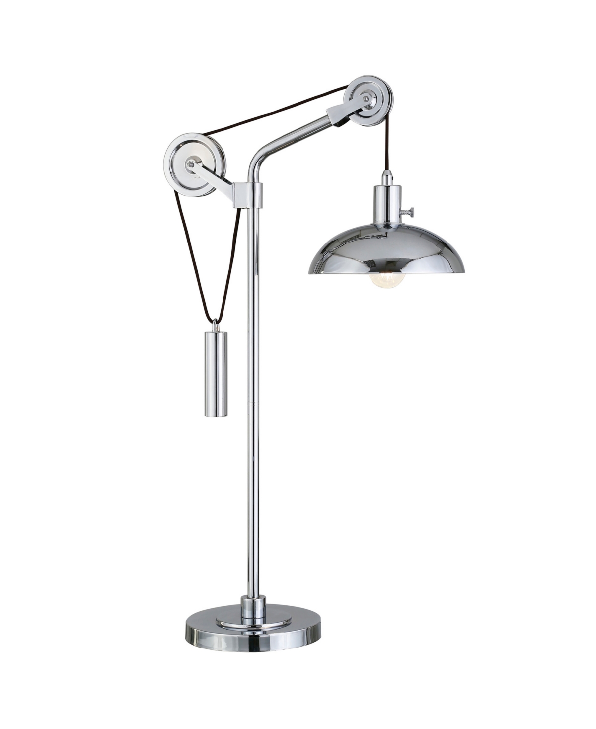 Hudson & Canal Neo 33.5" Metal Shade Tall Solid Wheel Pulley System Table Lamp In Polished Nickel