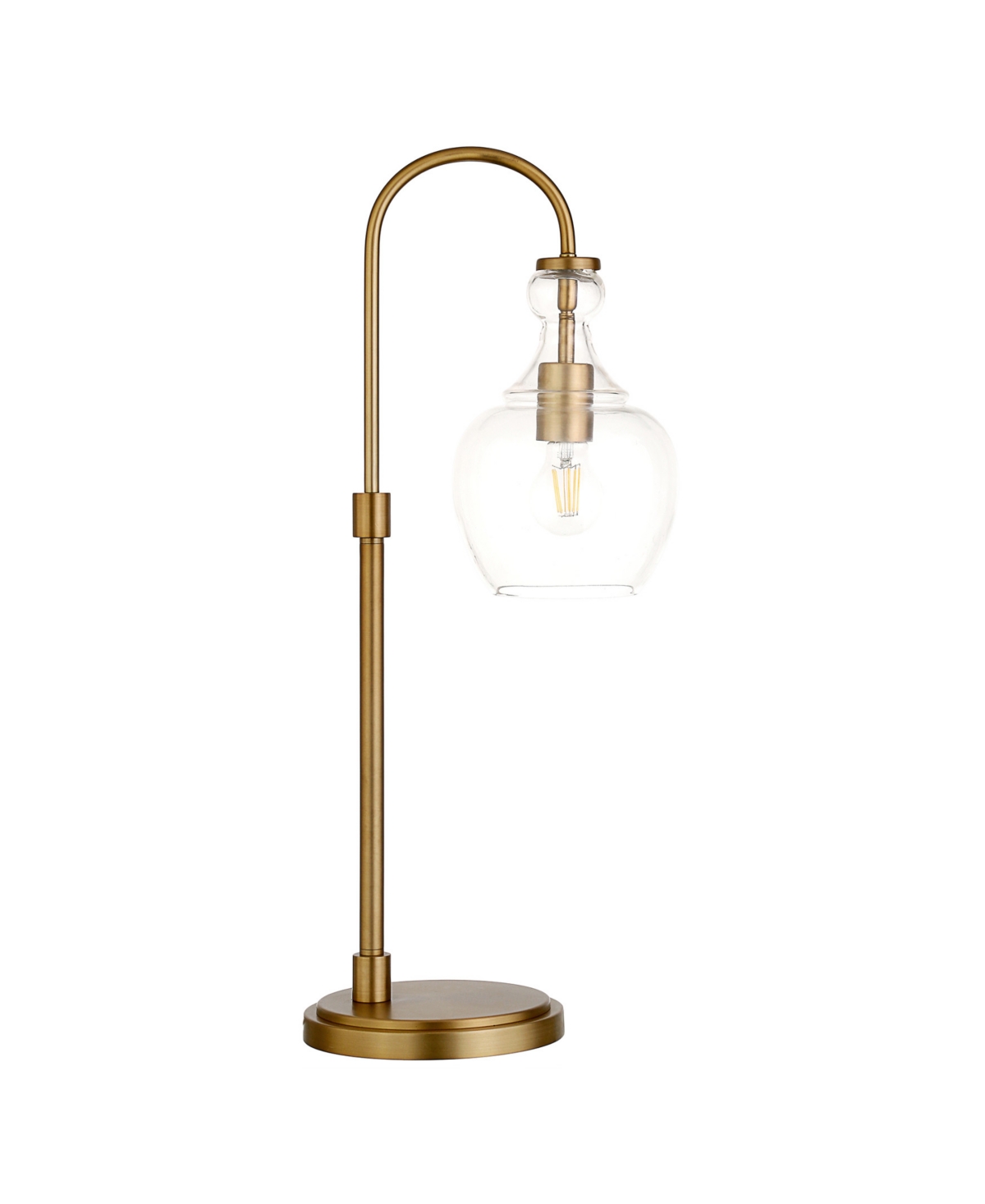 Hudson & Canal Verona 27" Glass Shade Tall Arc Table Lamp In Brushed Brass