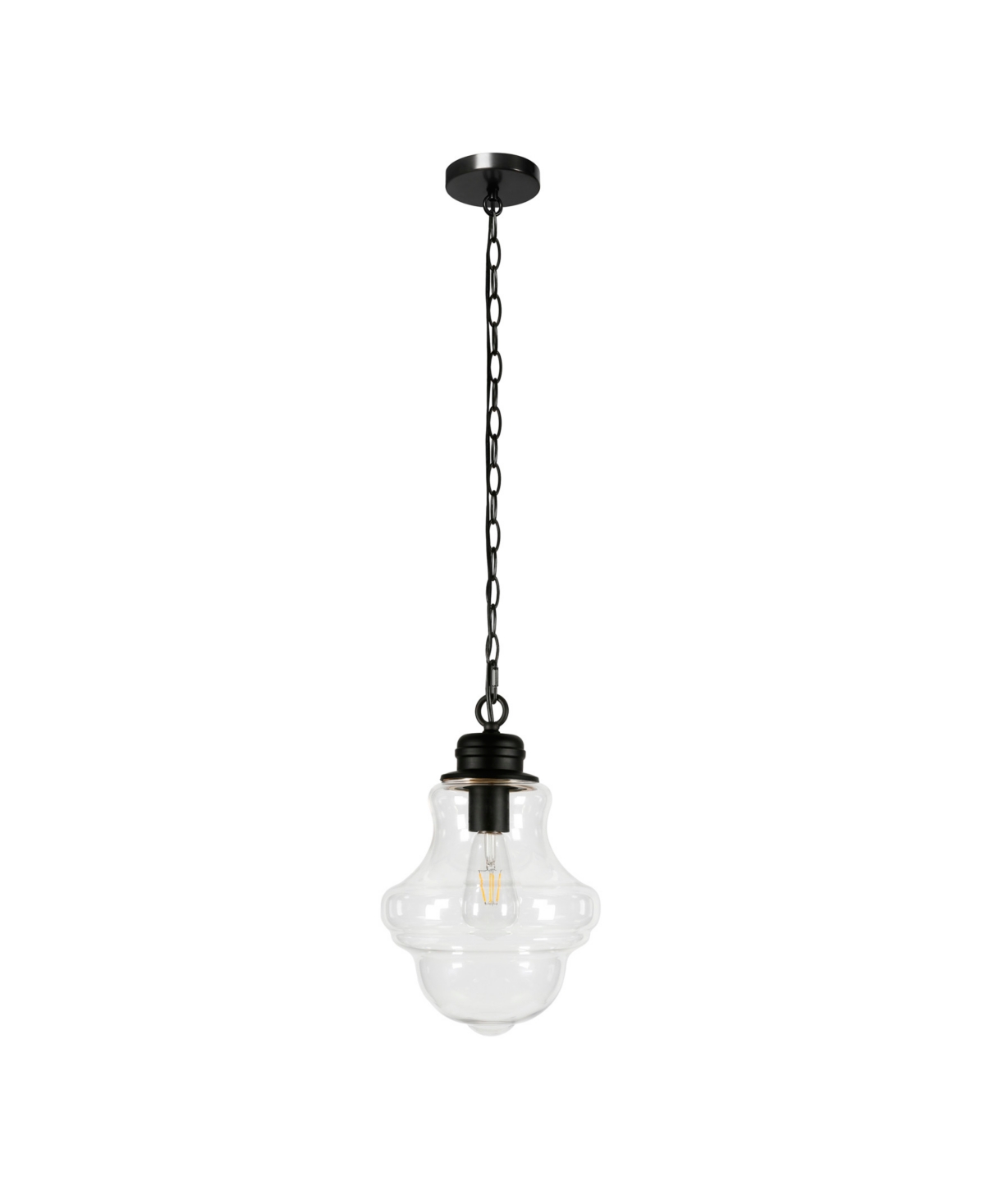 Hudson & Canal Annie 9.13" Glass Shade Wide Pendant In Blackened Bronze