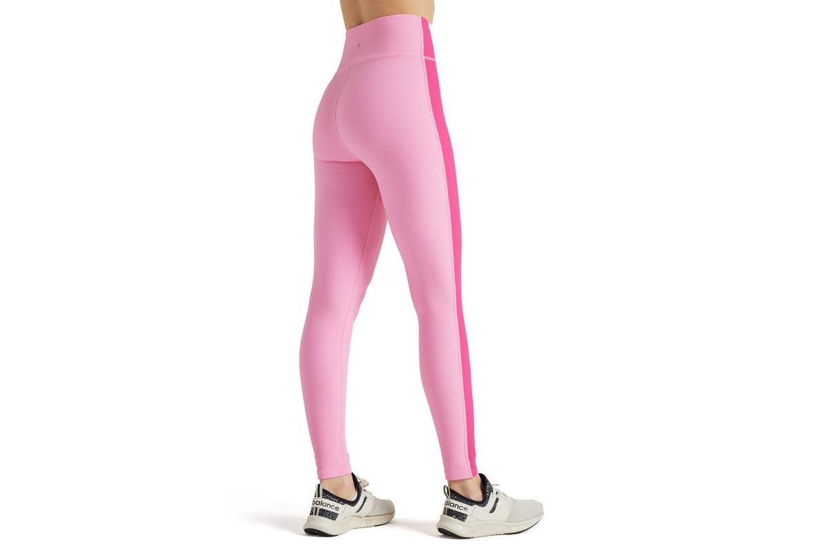 Electric Yoga Women's Color Block Rib Legging -pink yarrow