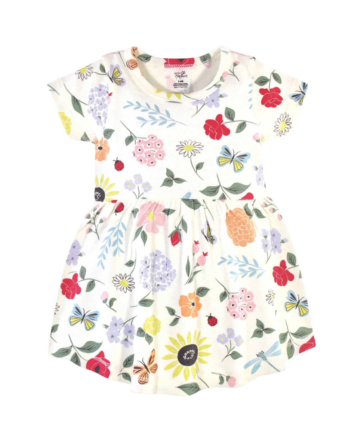Touched by Nature Baby Girls Baby Organic Cotton Dress and Cardigan 2pc Set,- Flutter garden