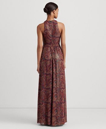 Lauren Ralph Lauren Women s Metallic Chiffon Halter Gown Macy s