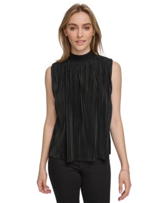 Calvin Klein Women's Sleeveless Mock Neck Top Black Size Medium