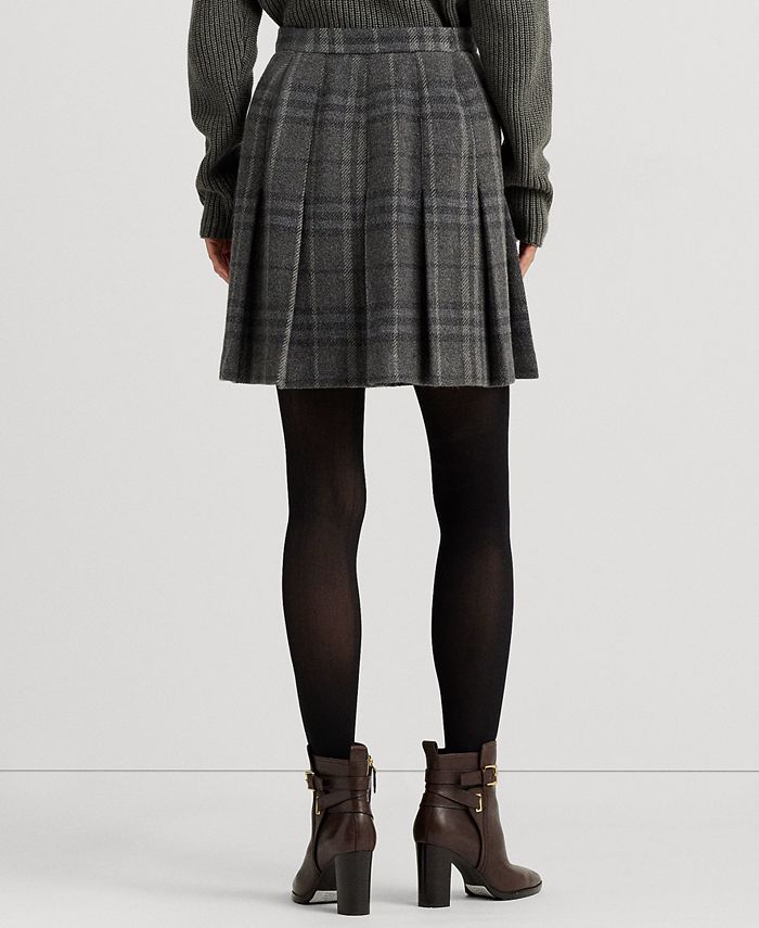 British style plaid pleated wool suspender dress A138 main image 1