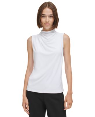 Calvin Klein Women's Mock-Neck Sleeveless Top - Macy's