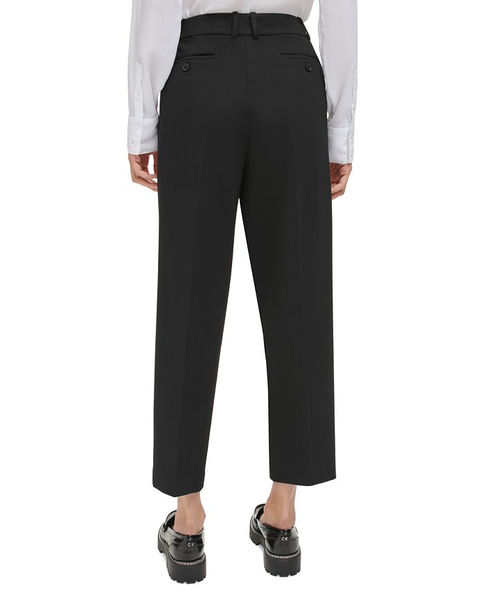 Calvin Klein Women's Pleat-Front Cropped Pants - Macy's