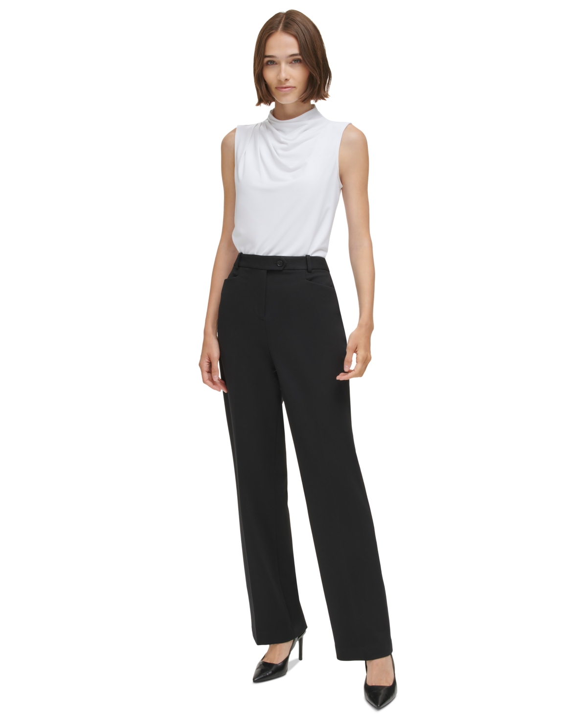 Calvin Klein Women's High-Rise Modern Fit Pants