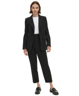 Shop Calvin Klein Womens One Button Blazer Cropped Pants In Black