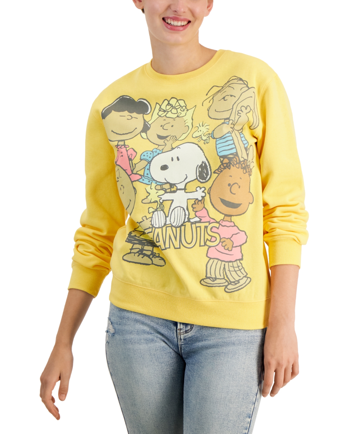 Juniors' Peanuts Character Graphic Sweatshirt - Gold