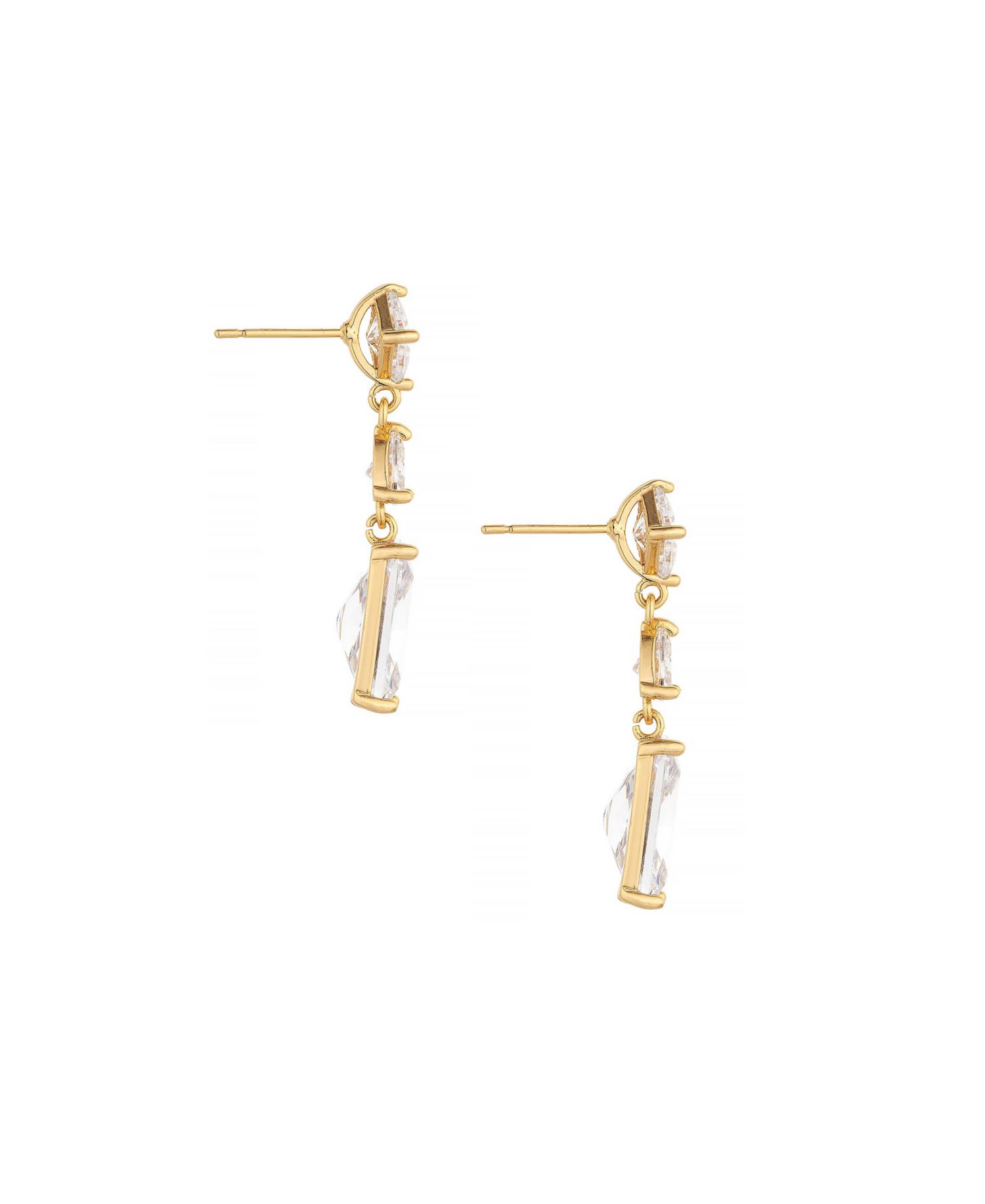 Reflective Cubic Zirconia 18K Gold Plated Dangle Earrings